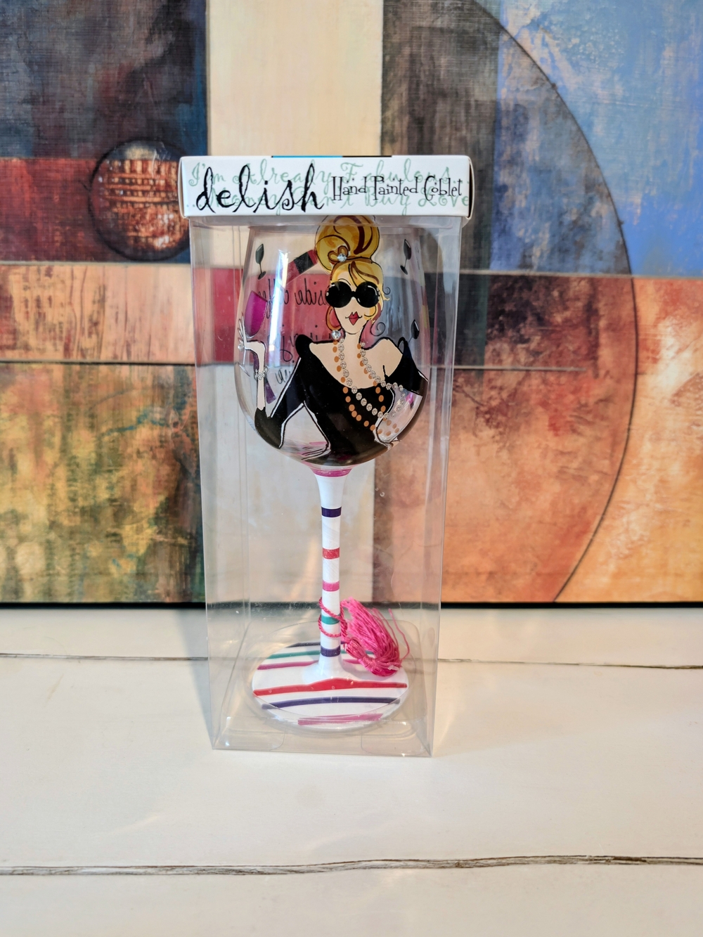 Delish Hand Painted Wine Glass Gifts With Attitude Fabulous Diva Chic New In Box